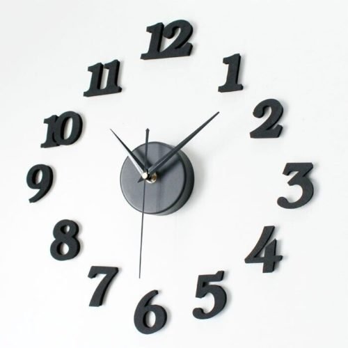 3D DIY Foam Wall Clock Black Silent Self-Adhesive Frameless Quartz Numbers Digit