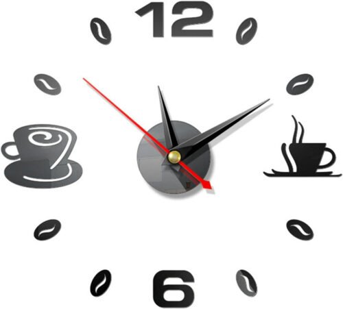 3D DIY Wall Clock, Kitchen Coffee Decor Wall Clocks Frameless Large DIY Wall Clo