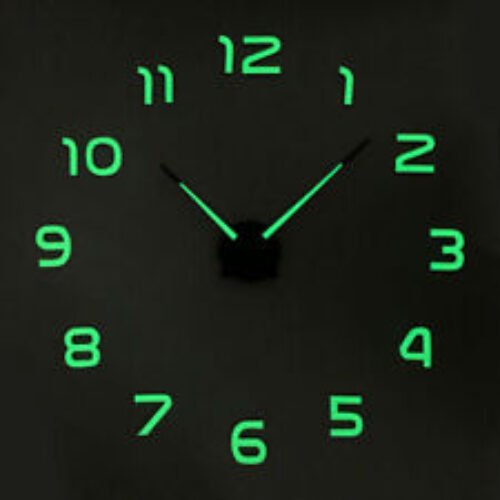 3D DIY Wall Clock Large Luminous Glow In The Dark Quartz Home Decor Night Clocks