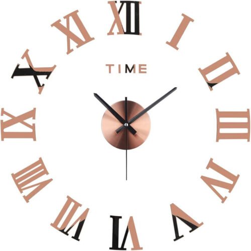 3D DIY Wall Clock, Modern Frameless Large 3D DIY Wall Clock Mirror Stickers Kit