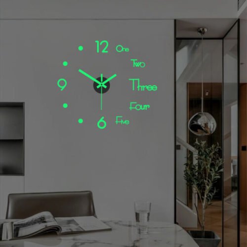 3D DIY Wall Quartz Home Decor Night Clocks Clock Large Luminous Glow In The Dark