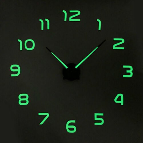 3D Home Decor Night Clocks Large Luminous Glow In The Dark Quartz DIY Wall Clock 2
