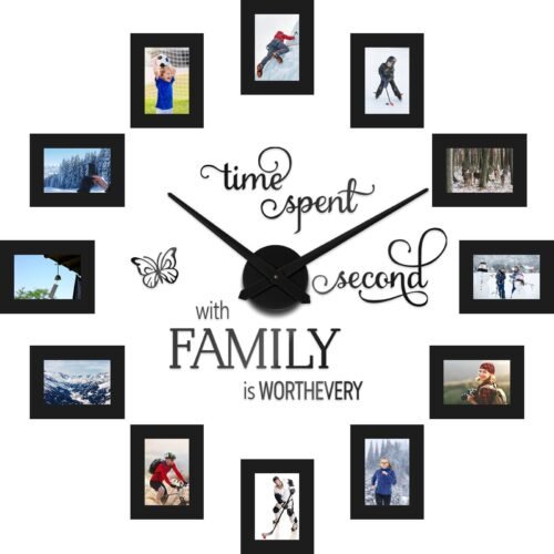 3D Large Family Collage Photo DIY Wall Clock, 5 Inch Photo Frame DIY Clock Mo...