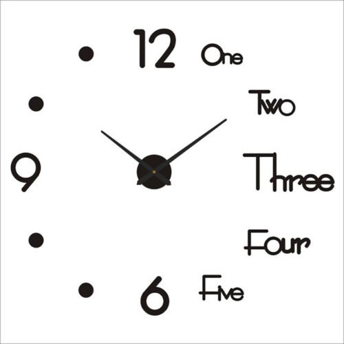 3D Large Wall Clock Mirror Surface Modern DIY Sticker Office Home Shop Art Decor