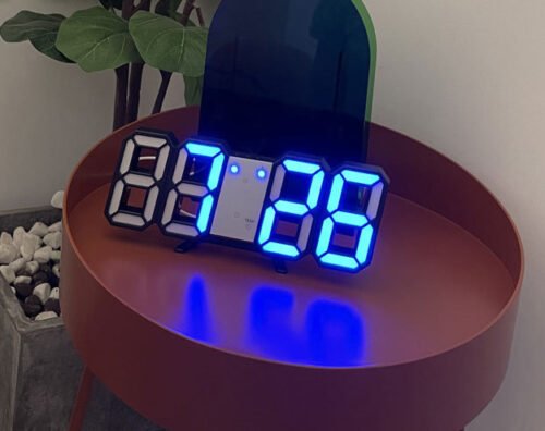 3D LED Clock Digital Wall Desk Alarm 9.7" Brightness Adjustable Gift Present