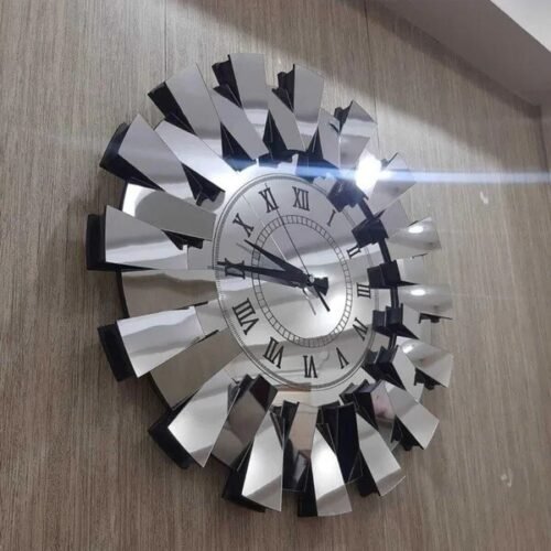 3D Luxury Piano Pattern Mirrored Wall Clock Decorative Roman Numeral Home Office