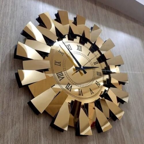 3D Luxury Piano Pattern Mirrored Wall Clock Decorative Roman Numeral Home Office