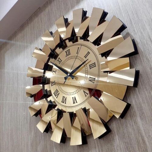 3D Luxury Piano Pattern Mirrored Wall Clock Decorative Roman Numeral Wall Luxury