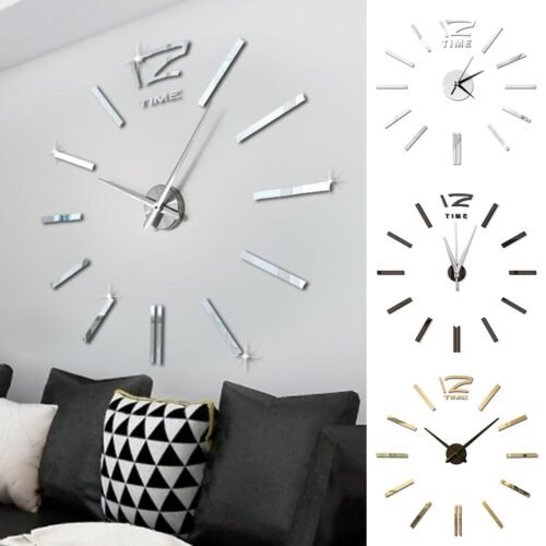 3D Mirror Surfac- DIY Wall Clock Large Modern Sticker Office Home Shop Art Decor
