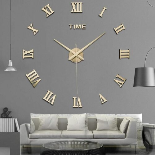 3D Modern DIY Large Wall Clock Mirror Surface Sticker Home Art Design Decor US