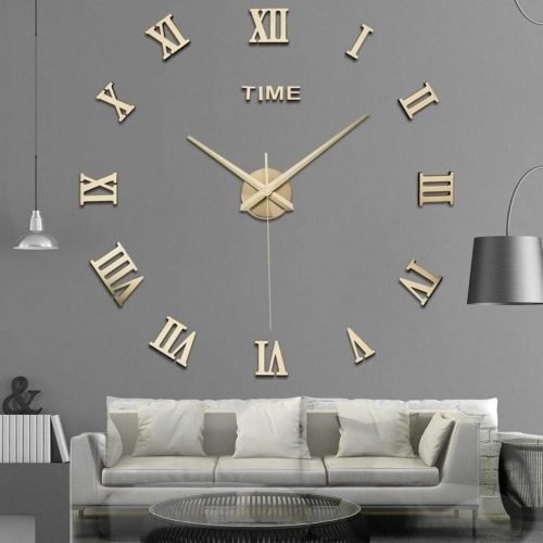 3D Modern DIY Large Wall Clock Mirror Surface Sticker Home Art Design Decor US