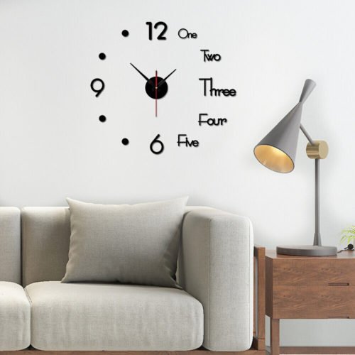 3D Modern DIY Wall Clock Mirror Creative Removable Art Decal Sticker Home Decor