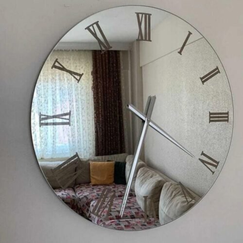 3D Real Mirrored Decorative Wall Clock Modern Design Roman Numeral Large Clock
