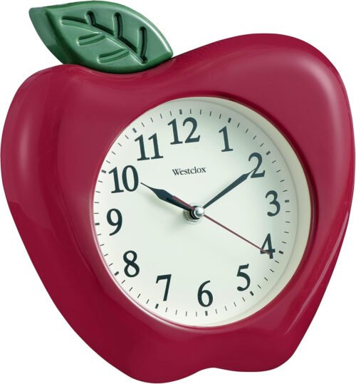 3D Red Apple Wall Clock Farmhouse Kitchen Kids Living Room Vintage Retro Decor