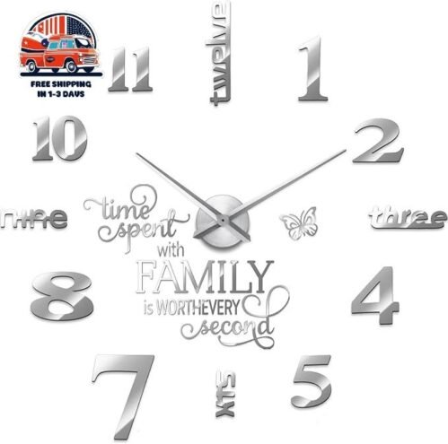 3D Reloj De Pared Moderno Grande Para Decoraciones.De Hogar Reloj De Pared Negr