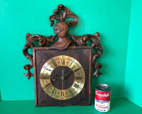 3D Spanish Conquistador Knight Wood Brass Wall Clock NEW MOVEMENT Custom 18 IN