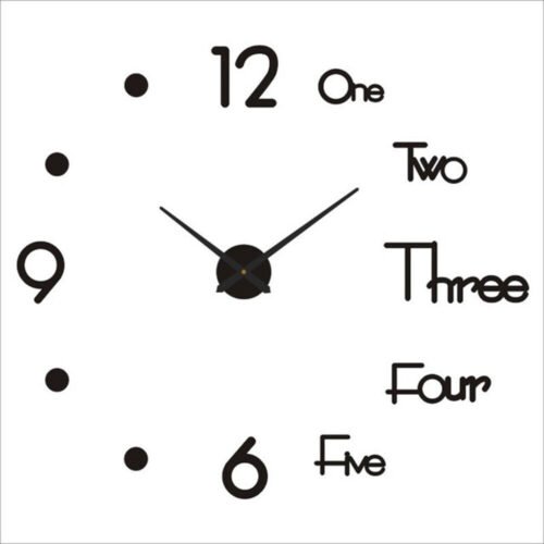 3D Wall Clock Mirror Surface Large Modern DIY Sticker Office Home Shop Art Decor