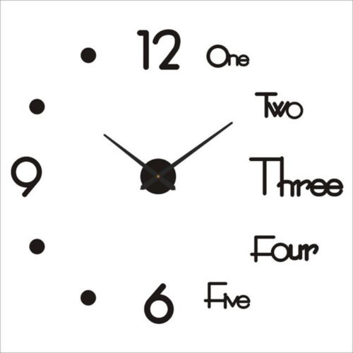 3D Wall Clock Mirror Surface Large Modern DIY Sticker Office Home Shop Art Decor