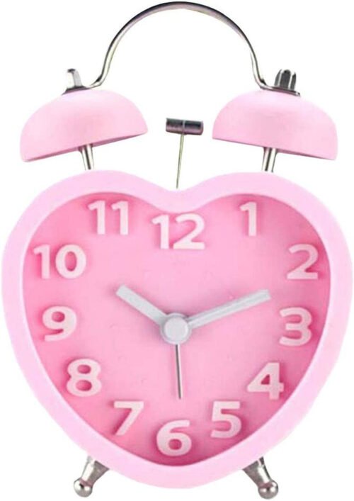 3In 3D Dial Loud Twin Bell Alarm Clock Silent Analog Quartz Nightlight Clock Hea