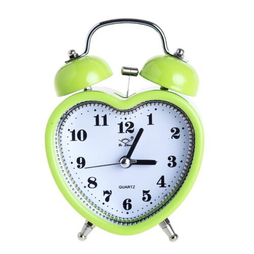 3 Inches Cute Twin Bell Loud Alarm Clock Silent Analog Quartz Nightlight Tabl...