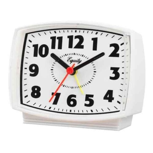 3 in. Tall Electrical Analog White Alarm Clock with backlight