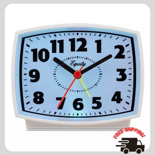 3 In. Tall Electrical Analog White Alarm Clock with Backlight