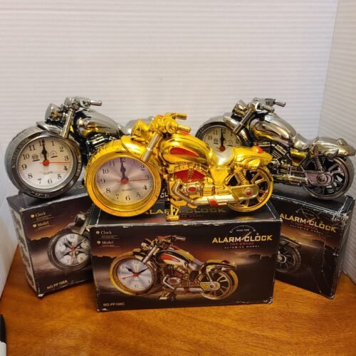 3 Motorcycle Model Quartz Alarm Clocks Office Home Decor New In Box -Great Gifts