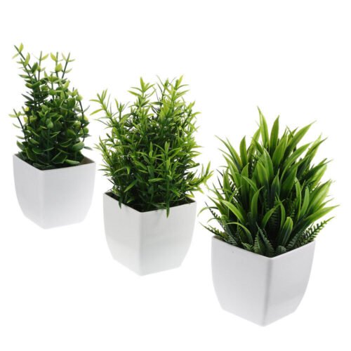 3 Pcs Mini Potted Plants Artificial Fake Small Eucalyptus Office