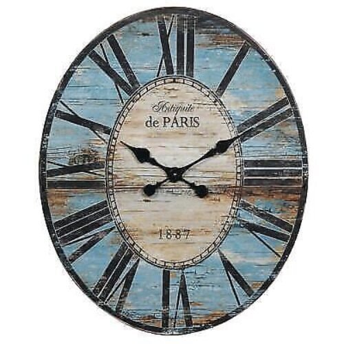 3R Studios Wall Clock Quartz Movement Roman Numerals Oval Wood Frame Green