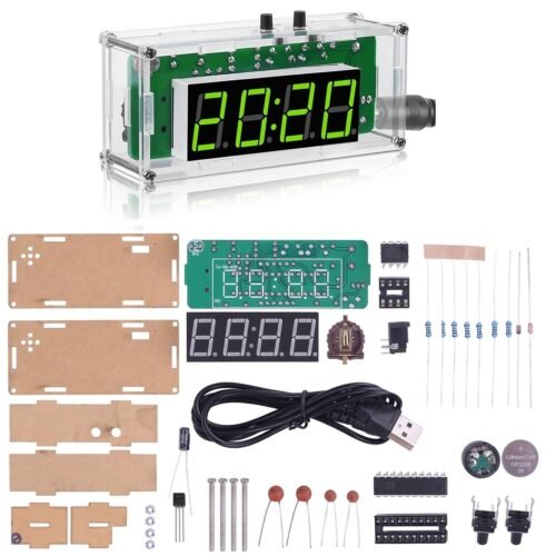 4-Digit Digital Alarm Clock DIY Kits with Acrylic Shell for Soldering Practice