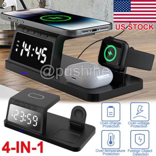 4-in-1 Fast Wireless Charger Station Dock For Apple Watch iPhone 16 15 Pro Max