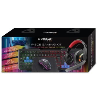 4-Piece Gaming Kit, Includes LED Wired Headset, Mouse, Keyboard, Mouse Pad, Computer...