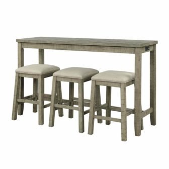 4-Piece Green Wood Outdoor Dining Set with Gray Cushions, Counter Height Table...