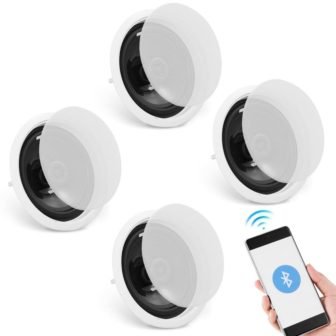 4-Pieces 6.5 in. Bluetooth in Ceiling Speakers 150-Watt Flush Mount Ceiling &...