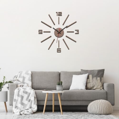 40-70cm Modern Frameless DIY Wall Clock Brown