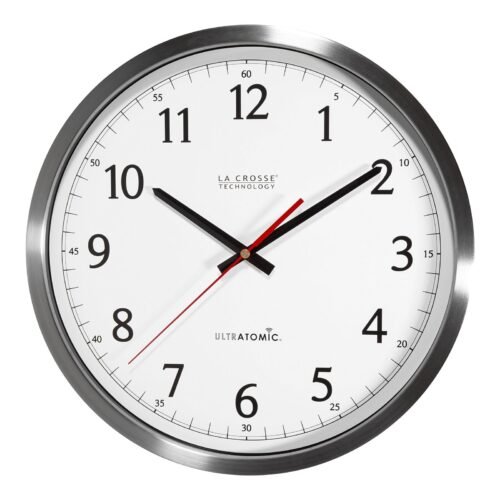 404-1235UA-SS 14 Inch UltrAtomic Analog Stainless Steel Wall Clock