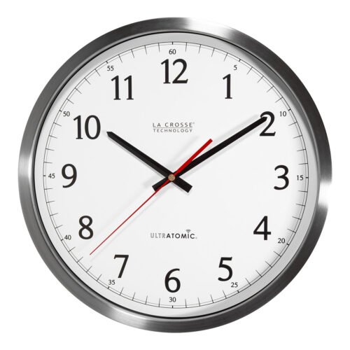 404-1235UA-SS La Crosse Technology 14" UltrAtomic Stainless Wall Clock Open Box