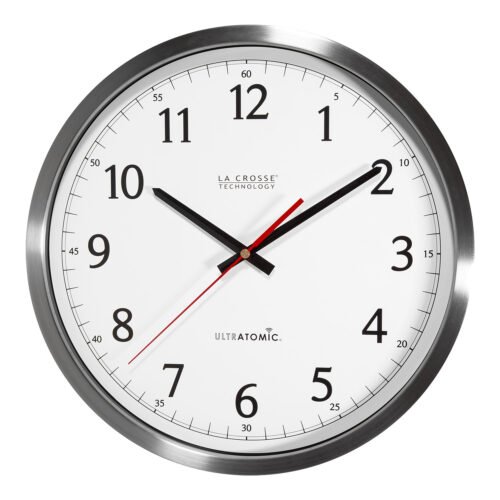 404-1235UA-SS La Crosse Technology 14" UltrAtomic Stainless Wall Clock Open Box
