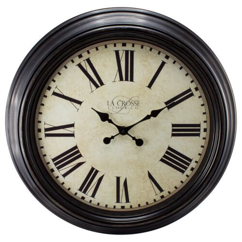 404-2658 La Crosse Clock Co. 23" Plastic Antique Bronze Analog Quartz Wall Clock