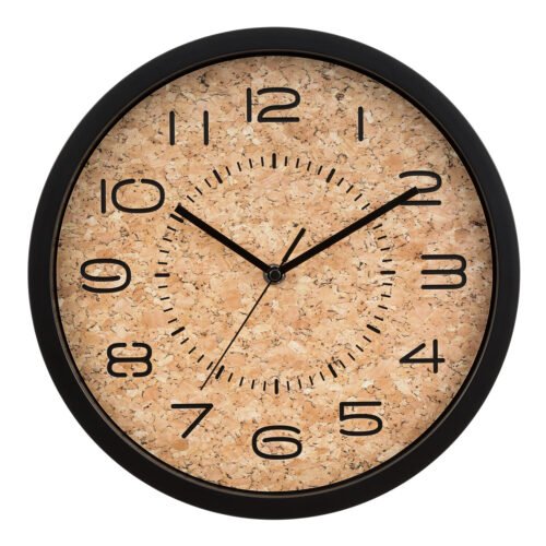 404-3832 La Crosse Clock Co. 12" Felix Open Face Cork Analog Wall Clock