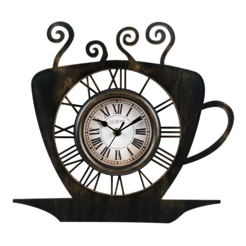 404-3833B La Crosse Clock Co. 13" Latte Mug Plastic Analog Wall Clock - Bronze