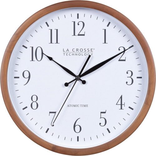 404-50447-INT 12.8" Atomic Walnut Analog Wall Clock