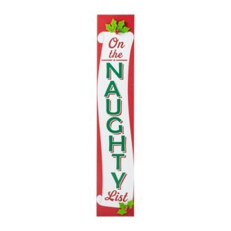 42 in. H Double Sided Christmas Wooden On The Naughty/Nice List Porch...