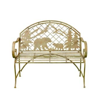 43.7 in. W 2-Seater Reddish Green Metal Outdoor Bench Yellowstone