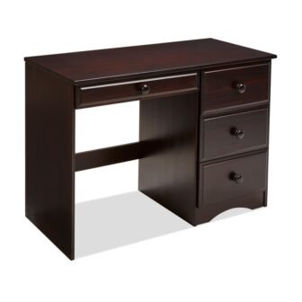 44 in. Rectangular Cappuccino 4 Drawer Writing Desk with Solid Wood Material