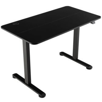44 in. T-shaped Black Height Adjustable Electric Desk Sit to Stand Desk...