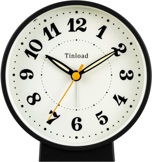 4.5" Battery Operated Antique Retro Analog Alarm Clock, Small Silent Bedside Des