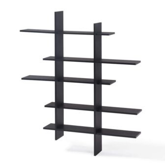 45 in. x 51 in. Black Laminate Five Level Black Asymmetric Floating...