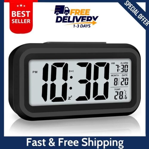 4.5" LED Display Digital Alarm Clock Battery Operated/Night Light with Black