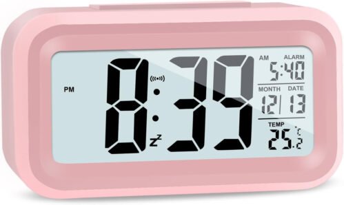 4.5" LED Display Digital Alarm Clock Battery Operated/Night Light with Indoor Te